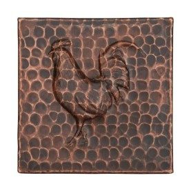 4" x 4" Hammered Copper Rooster Tile