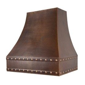 36 Inch 1250 CFM Hammered Copper Wall Mounted Correa Range Hood with Slim Baffle Filters