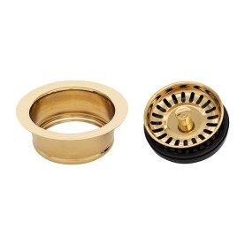 3.5" Deluxe Garbage Disposal Drain w/ Basket - Polished Brass