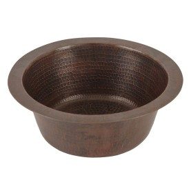 12" Round Hammered Copper Bar Sink w/ 2" Drain Opening