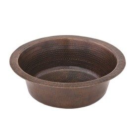 14" Round Hammered Copper Prep Sink w/ 3.5" Drain Opening