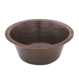 16" Round Hammered Copper Bar Sink w/ 2" Drain Opening