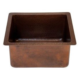 16" Gourmet Rectangular Hammered Copper Bar/Prep Sink