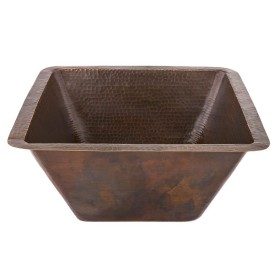 17" Large Square Hammered Copper Bar/Prep Sink