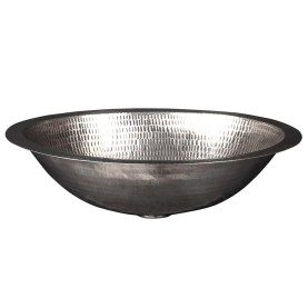 17" Oval Under Counter Hammered Copper Bathroom Sink in Nickel