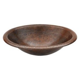 17" Oval Self Rimming Hammered Copper Bathroom Sink