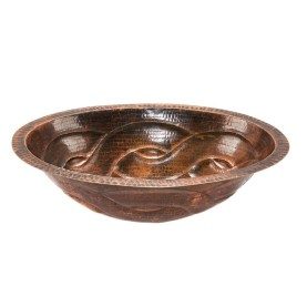 19" Oval Braid Under Counter Hammered Copper Bathroom Sink