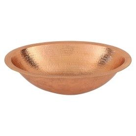 19" Oval Under Counter Hammered Copper Bathroom Sink in Polished Copper