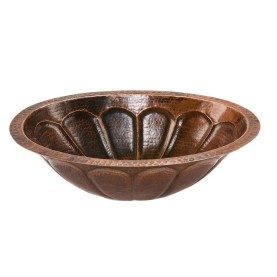 19" Oval Sunburst Under Counter Hammered Copper Bathroom Sink