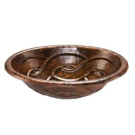 19" Oval Braid Self Rimming Hammered Copper Bathroom Sink