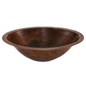 20" Master Bath Oval Under Counter Hammered Copper Bathroom Sink