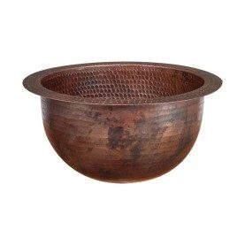 10" Round Under Counter Hammered Copper Bathroom Sink