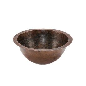 14" Round Under Counter Hammered Copper Bathroom Sink