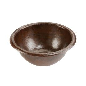 14" Round Self Rimming Hammered Copper Bathroom Sink