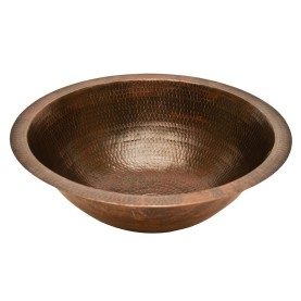 17" Round Under Counter Hammered Copper Bathroom Sink