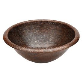 17" Round Self Rimming Hammered Copper Bathroom Sink