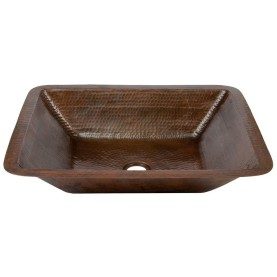 19" Rectangle Under Counter Hammered Copper Bathroom Sink