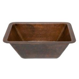 17" Rectangle Hammered Copper Bathroom Sink