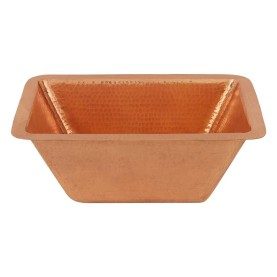 17" Rectangle Under Counter Hammered Copper Bathroom Sink in Polished Copper