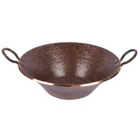 Round Hand Forged Old World Miners Pan Copper Vessel Sink