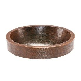 18" Oval Skirted Vessel Hammered Copper Sink