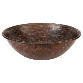 15" Round Wired Rim Vessel Hammered Copper Sink