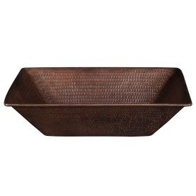 17" Rectangle Wired Rim Vessel Hammered Copper Sink