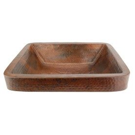 19" Rectangle Skirted Vessel Hammered Copper Sink