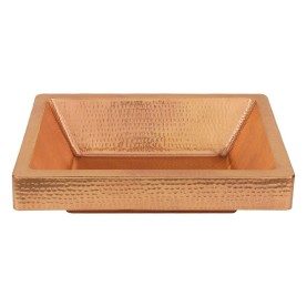 19" Rectangle Skirted Vessel Hammered Copper Sink in Polished Copper