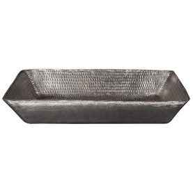 20" Rectangle Vessel Hammered Copper Sink in Nickel