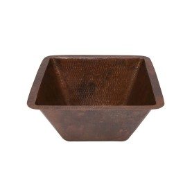 15" Square Under Counter Hammered Copper Bathroom Sink