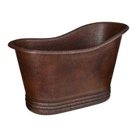 52" Small Hammered Copper Single Slipper Bathtub