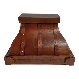 Custom 38" Hammered Copper Range Hood with Barrel Strap Design