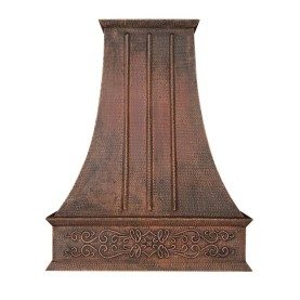 Custom 32" Hand Hammered Copper Euro Range Hood w/ Scroll Design