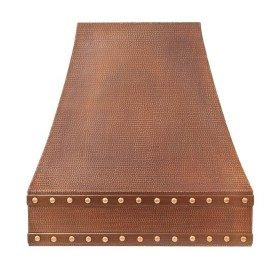 Custom 36" Hammered Copper Correa Range Hood in Antique Copper