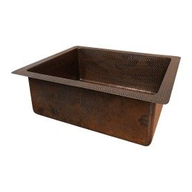 Custom 26.25" Hammered Copper Single Basin Kitchen Sink