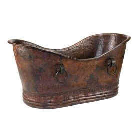 67" Hammered Copper Double Slipper Bathtub With Rings