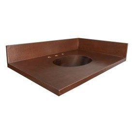 Custom 42" Hammered Copper Vanity Top with Built-In Sink