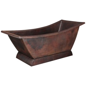 67" Hammered Copper Canoa Single Slipper Bathtub