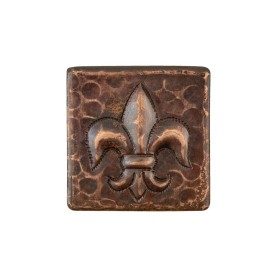 Custom 2" Hammered Copper Fleur De Lis Tile