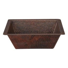 Custom 17" Hand Hammered Terra Firma Rectangle Under Counter Bathroom Sink