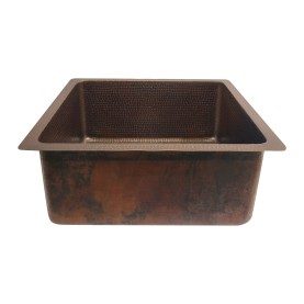 Custom 19" Rectangle Hammered Copper Island Bar/Prep Sink