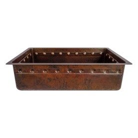 Custom 30" Rectangle Hammered Copper Bar/Prep Sink with Barrel Strap Design