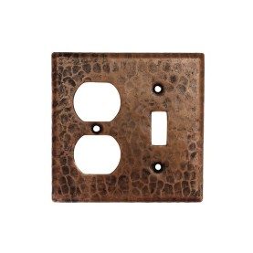 Copper Combination Switchplate, 2 Hole Outlet and Single Toggle Switch