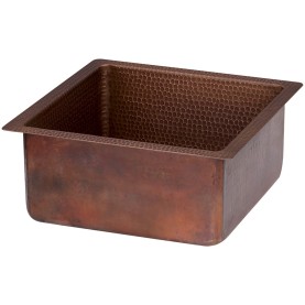 Custom 16" Square Hammered Copper Bar/Prep Sink