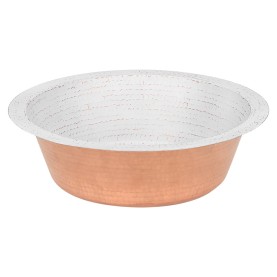 12" Round Hammered Copper Bar Sink w/ 2" Drain Opening in Glazed White