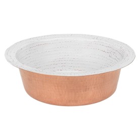 14" Round Hammered Copper Bar Sink w/ 2" Drain Opening in Glazed White