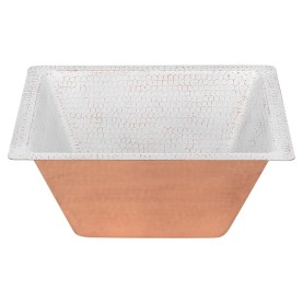 15" Square Hammered Copper Bar/Prep Sink w/ 2" Drain Opening in Glazed White