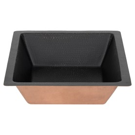 19" Rectangle Under Counter Hammered Copper Bathroom Sink in Glazed Black