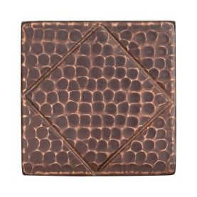 4" x 4" Hammered Copper Tile with Diamond Design